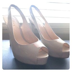 Guess patent leather nude sling backs